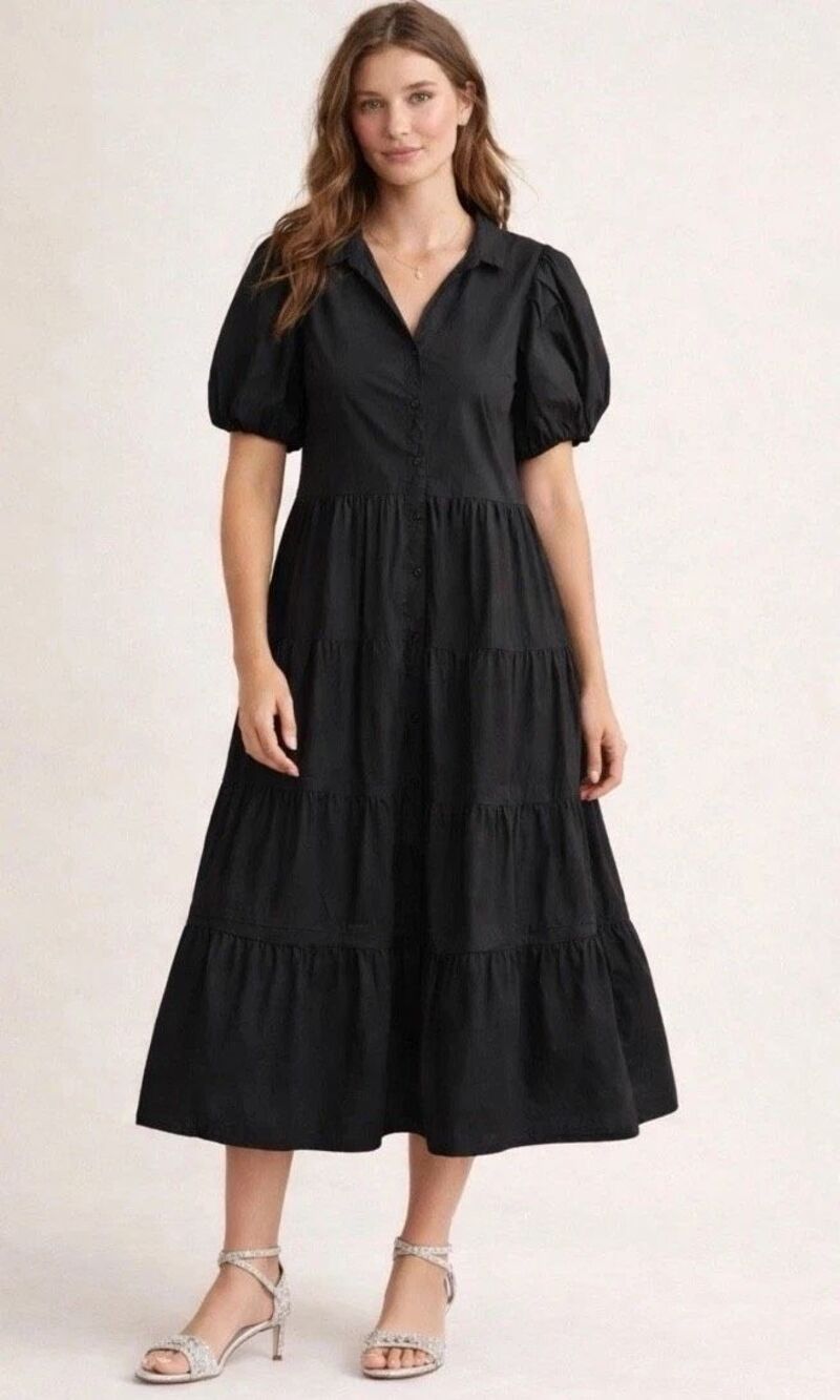 Sundance Cotton Black Midi Dress